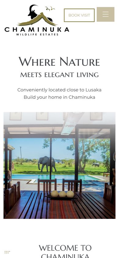 Chaminuka Estates website on a mobile screen