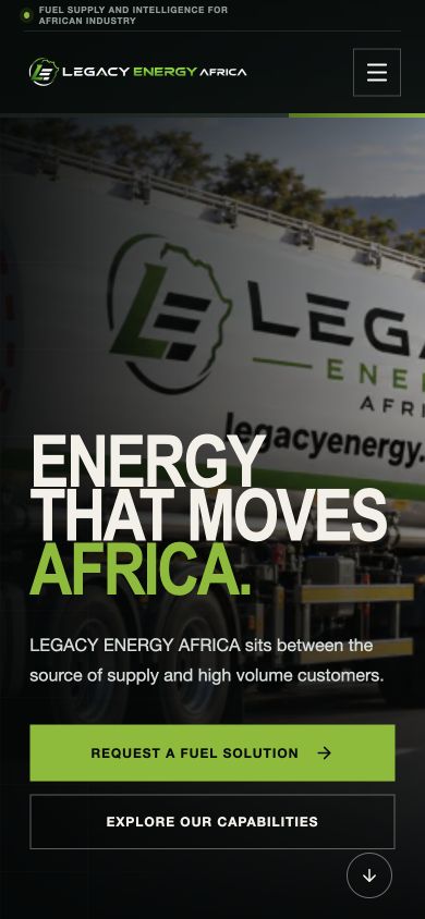 Legacy Energy website on a mobile screen