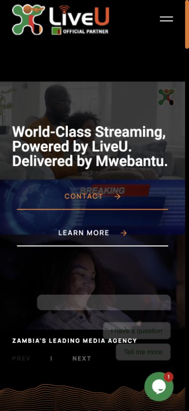 LiveU Mwebantu website on a mobile screen